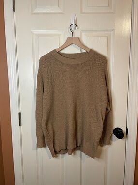 Aerie Oversized Waffle Knit Sweater in Camel Size XS